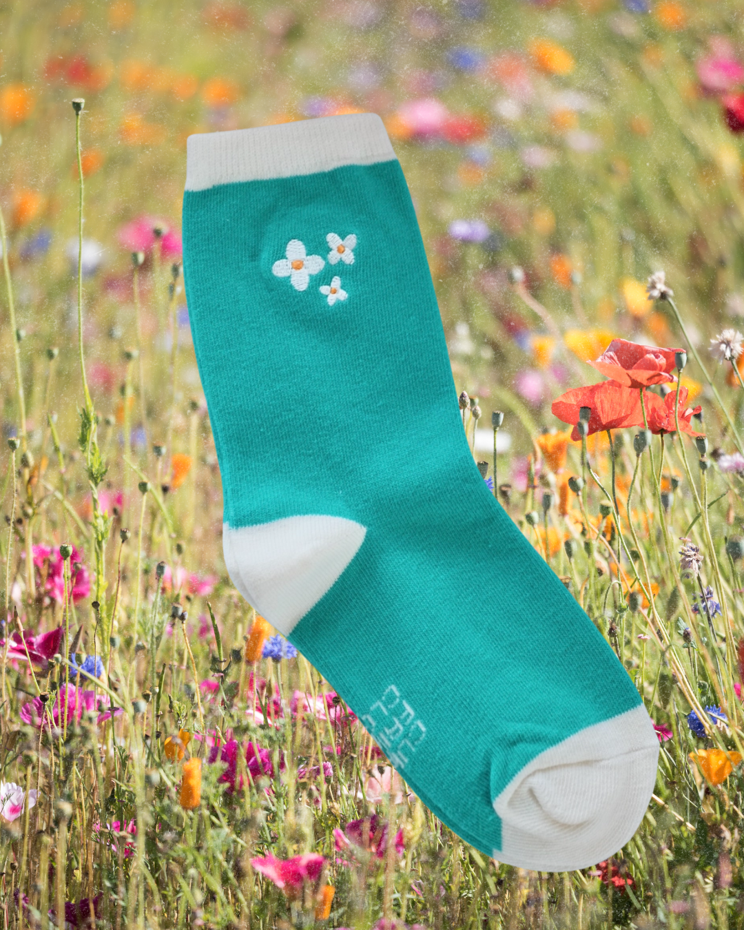 Green Turquoise Embroidered Floral Socks - Intrigue Ink Visit Bozeman, Unique Shopping Boutique in Montana, Work from Home Clothes for Women