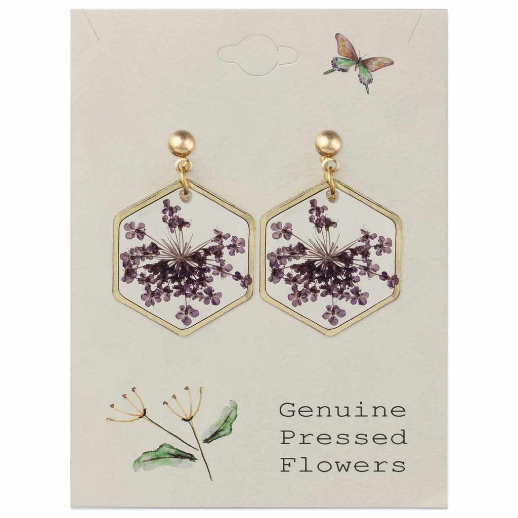 Cottage Floral Purple Dried Flower Earrings - Intrigue Ink Visit Bozeman, Unique Shopping Boutique in Montana, Work from Home Clothes for Women