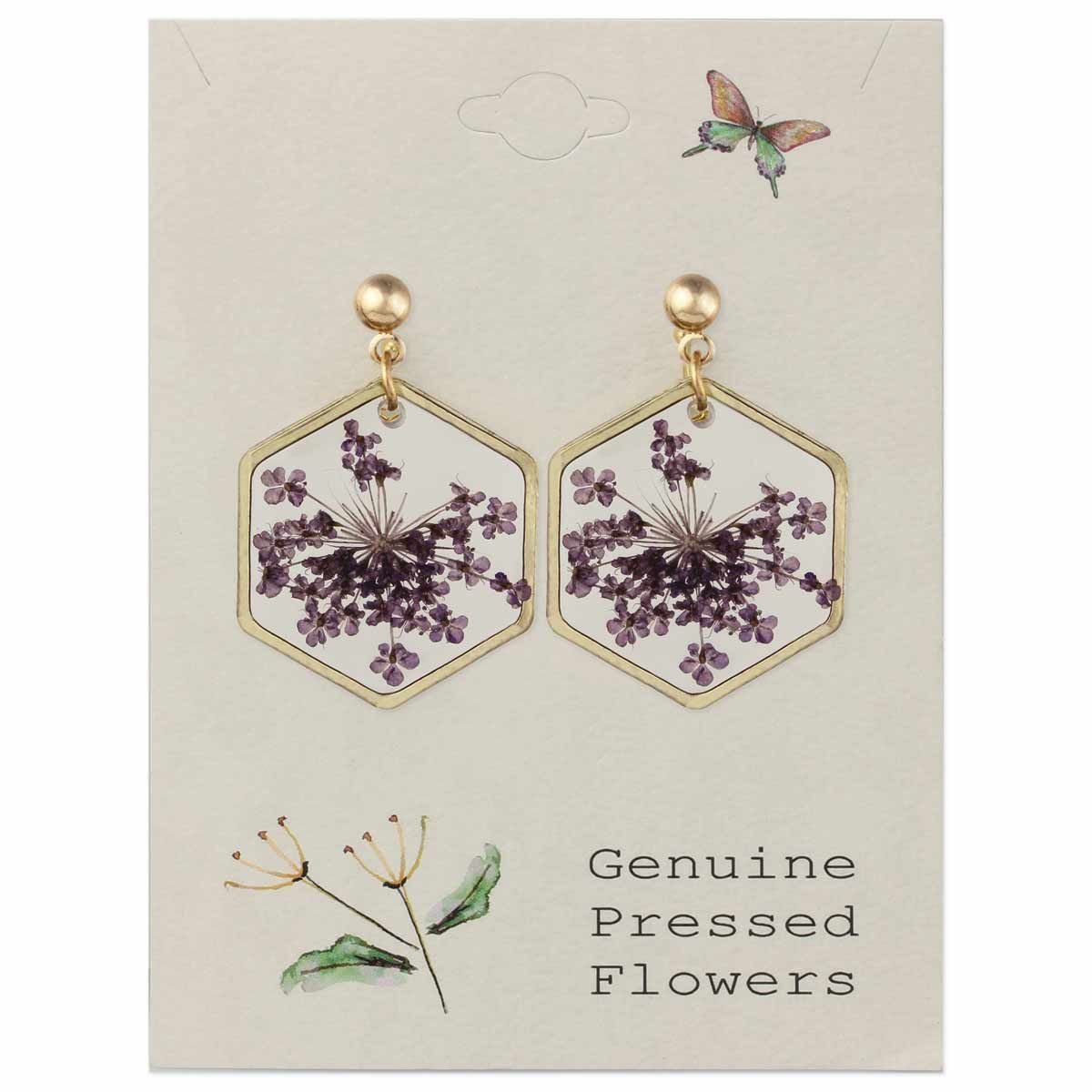 Cottage Floral Purple Dried Flower Earrings - Intrigue Ink Visit Bozeman, Unique Shopping Boutique in Montana, Work from Home Clothes for Women