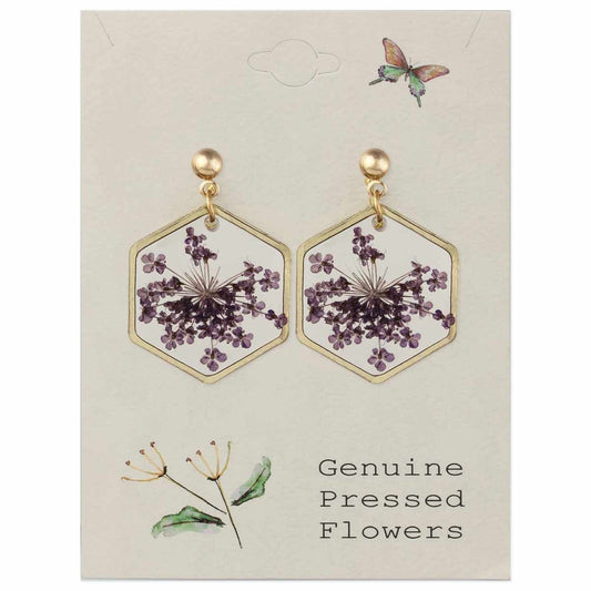 Cottage Floral Purple Dried Flower Earrings - Intrigue Ink Visit Bozeman, Unique Shopping Boutique in Montana, Work from Home Clothes for Women