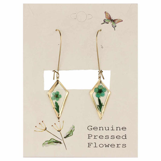 Diamond Drop Dried Flower Gold Earrings - Intrigue Ink Visit Bozeman, Unique Shopping Boutique in Montana, Work from Home Clothes for Women