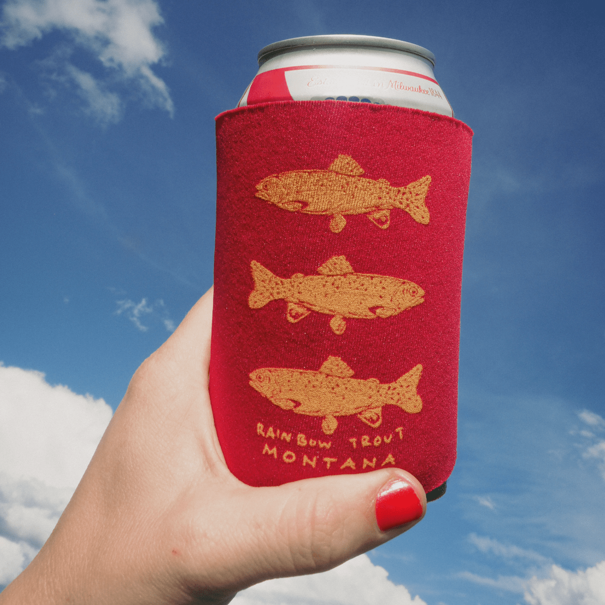 Fish of Montana Koozie - Intrigue Ink Visit Bozeman, Unique Shopping Boutique in Montana, Work from Home Clothes for Women