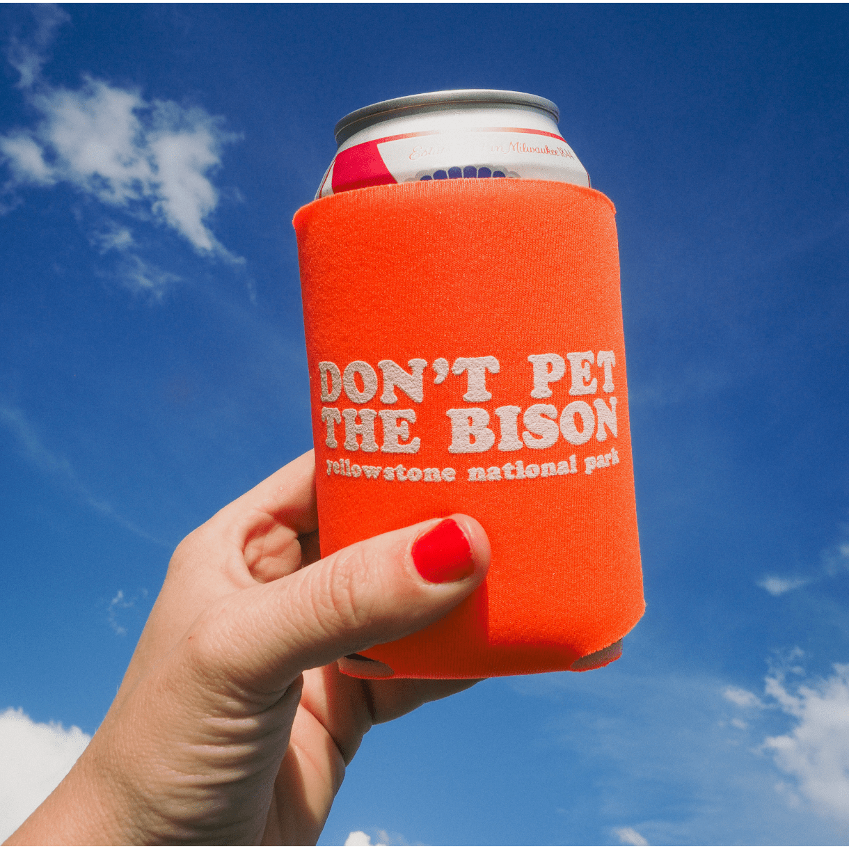 Don't Pet The Bison Koozie - Intrigue Ink Visit Bozeman, Unique Shopping Boutique in Montana, Work from Home Clothes for Women